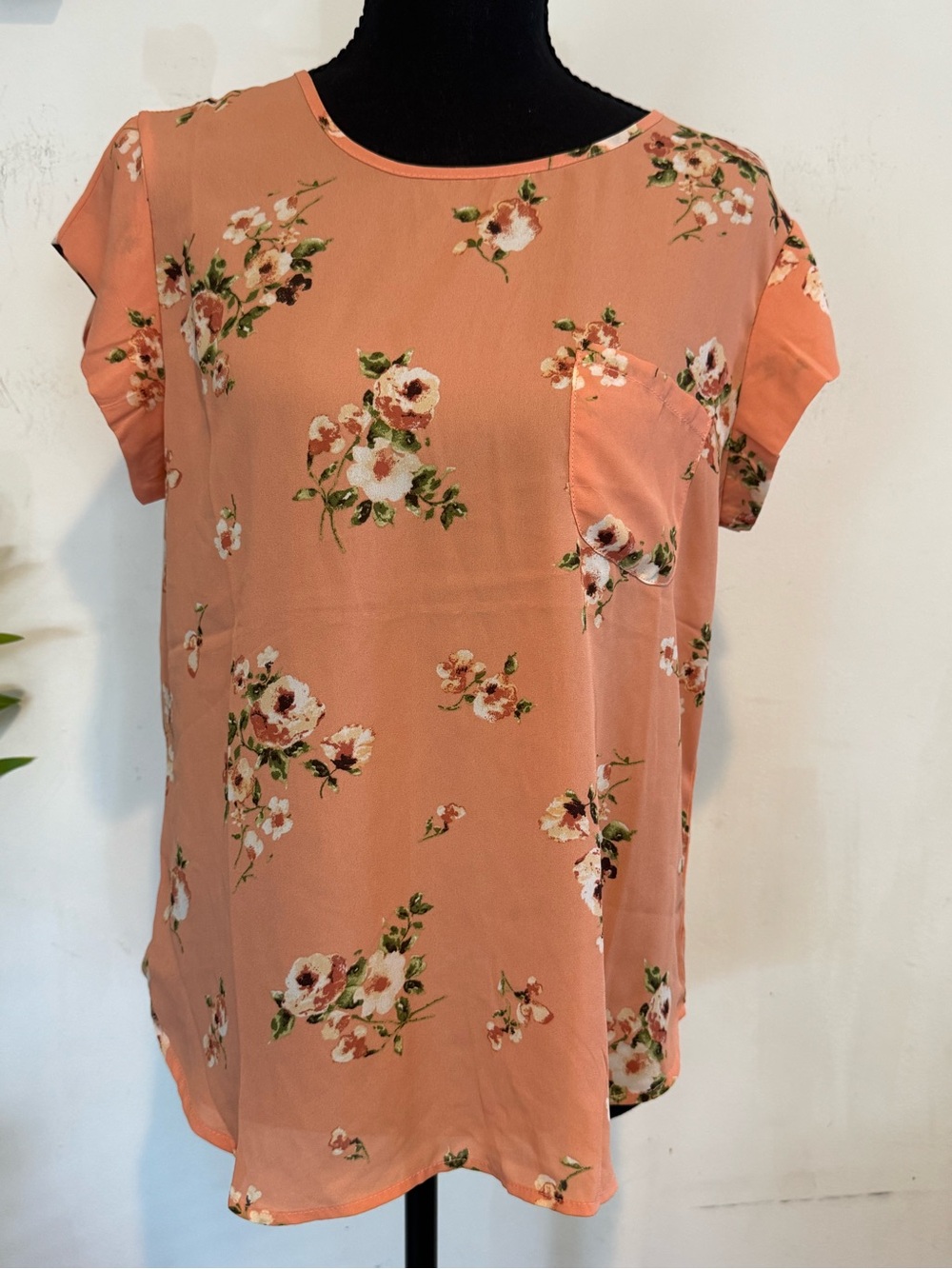 Floral Pocket Tee - Peach Floral Women's Top
